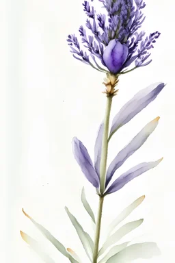 Watercolor painting of a lavender flower, white background, high quality, 8K