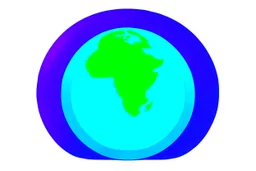 app logo, play button in the middle of the globe, blue and green