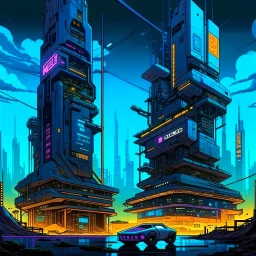 cyberpunk retro futuristic for comics from far away