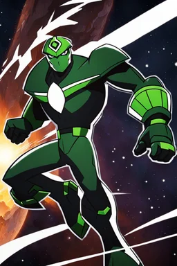 A new space creature from Ben 10 cartoon. Strong and graceful. Advanced metal. Magical power, precise detail and intense power