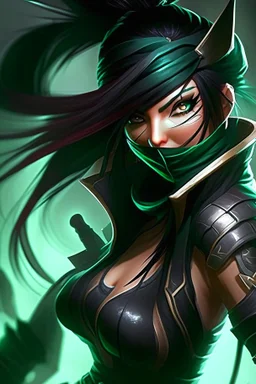 Akali from league of legends in black gotta