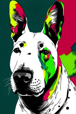 portrait of bull terrier in pop art Like merilyn monroe
