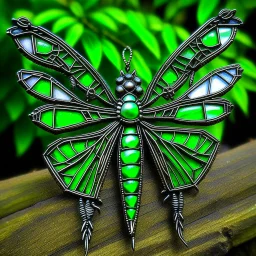 metal gothic green damsonfly wings