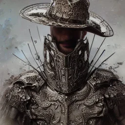 Insanely detailed photograph of an “portrait of Echo Knight ” with intricate half plate chest armor, intricate embroidered cowboy hat, handsomely clear face and hyperdetailed painting by Ismail Inceoglu Huang Guangjian and Dan Witz CGSociety ZBrush Central fantasy art album cover art,8K, hdr, romantic, mysterious, ominous, hands focused on a D20, jewelry, motivated