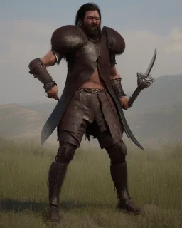 human berserker meaty black hair longsword