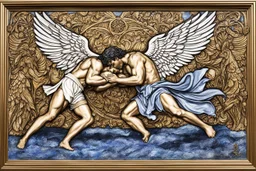 Jacob wrestling with angel triptych series