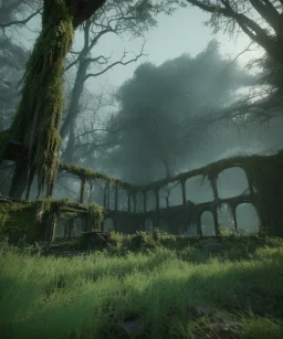 overgrown ruins