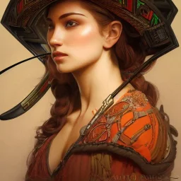 portrait,"Insanely detailed photograph of a western mustachioed crossbowman", charo detailed, sequenced Sombrero, detailed D20 flair, digital painting, artstation, concept art, smooth, sharp focus, illustration, art by artgerm and greg rutkowski and alphonse mucha, 8 k