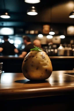 A potato at a busy bar