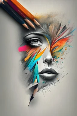 Artist, pencils,abstract ,creativity, face,logo,design