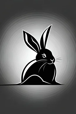 Design a rabbit logo using only monochrome vectors. Focus on creating depth and contrast using just one color and its varying shades.