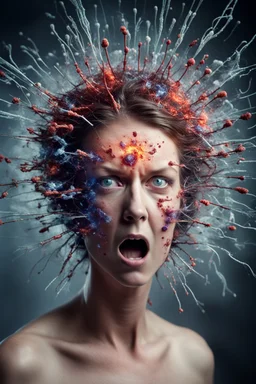 <lora:T-Virus:1.0> My head explodes. I have a headache. HD photography, thought explosion