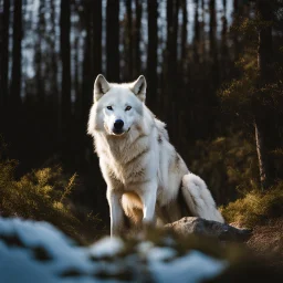 a large white alpha wolf