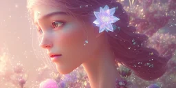 crystal subtle flower in a galactic ambiance beautiful fairy, transparent, delicate colors, in the foreground, full of details, smooth，soft light atmosphere, light effect，vaporwave colorful, concept art, smooth, extremely sharp detail, finely tuned detail, ultra high definition, 8 k, unreal engine 5, ultra sharp focus