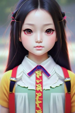 6 year old asian schoolgirl in school uniform portrait, epic colour treatment, cinematic colour treatment, meticulously intricate perfectly symmetrical extremely detailed, pixiv daily ranking, pixiv, extreme depth of field, artstation, spectacular details, volumetric lighting, masterpiece, cinematic, Hollywood production, 8k resolution, high definition, max octane render, vivid colors, max resolution, max perfectionism, realistic composition, professional photography