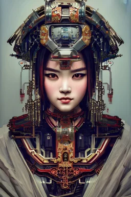 portrait of a cyberpunk machine, machine face, upper half portrait, decorated with chinese opera motifs, asian, fine china, wuxia, traditional chinese art, intricate, elegant, highly detailed, symmetry, headpiece, digital painting, artstation concept art smooth sharp focus, illustration, art by artgerm and greg rutkowski alphonse mucha 8k