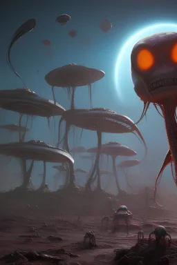 "Aliens" in a weird land - style by Chris Mars - colorful, listicvery sharp, sharp focus, extremely detailed, high definition, intricate, hiperrealistic