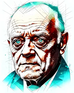 Anthony Hopkins | centered | symmetrical | concept art | key visual | intricate | highly detailed | iconic | precise lineart | vibrant | comprehensive cinematic | Carne Griffiths | Conrad Roset | Ralph Steadman | vector digital engraving | very high resolution | sharp focus | poster | no watermarks