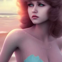 Aaron Carter with sexy Clara Bow, stormy seas, two people, Aaron Carter, romance, romantic, water, swimming, DAZ3D, by Michael Turner, soft lips, cinematic lighting, studio lighting, shine, 4K, fantastic view, girls at beach with her.