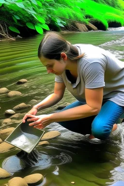 Perempuan kanvas sungai setelah itu menemukan tumbler