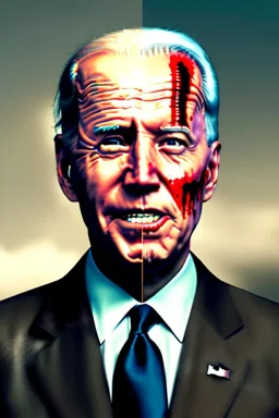 realistic image, joe biden zombie, arm cut and bleeding, night, walking with a limp, waist up view, dark ambient, highly detailed, sky background, concept art, unreal engine 5, god rays, ray tracing, RTX, lumen lighting, ultra detail, volumetric lighting, 3d, finely drawn, high definition, high resolution.