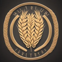 A professional logo of 5 wheat ears, with full details, full HD, voluminous, 3D, symmetrical, 4K, 8K