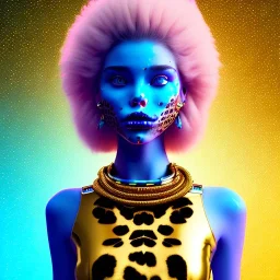 read head woman teenager, few freckles, gold teeth, leopard coat, purpurin, retro futuristic, latex dress, gradient color, BLUE, PINK, CYAN, neon, insanely detailed, 16k resolution, perfect eyes, cinematic smooth, intricate detail