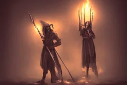 Church executioner, Fire theme art, Dark moody night atmosphere, 8K, high body details, anatomically perfect bod