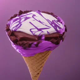 ice cream, waffle, chocolate, purple, realistic, render, 8k, hyper realistic