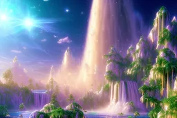  white and gold crystal cosmic background，waterfall, full of details, smooth, bright sunshine，soft light atmosphere, light effect，vaporwave colorful, concept art, smooth, extremely sharp detail, finely tuned detail, ultra high definition, 8 k, unreal engine 5, ultra sharp focus