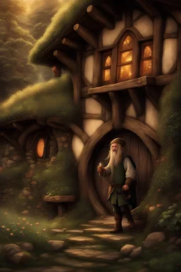 The hobbit's eyes grew wide as celestial stars. "Welcome, sir!" cried he, still grinning. "What brings you to this humble inn?" The elf smiled, soft as a breeze through young leaves. "I come in search of the finest brew in all the Shire. Might your skilled hands work their magic for me?" "It would be my honor indeed!" said the hobbit, and set to his task with more mirth than ever. He selected beans plump with sun, grinding and tamping with special care. Two perfect shots were pulled, and steamed