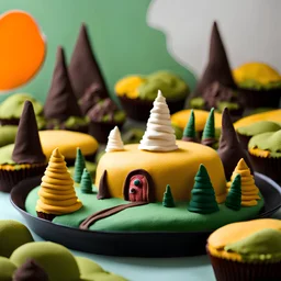 Creepy landscape made of cake-frosting and felt