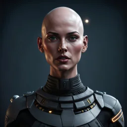 a bold and heroic bald male Corellian pilot in black and metallic grey First Order special forces gear meets a female Jedi Master in ancient, mystical temple, hyperdetailed, dynamic lighting, hyperdetailed background, 8k resolution, volumetric lighting, light skin, fully symmetric details