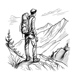 man hiking drawing sketch