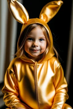 girl in a gold bunny costume