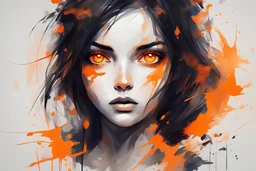 abstract girl art orange eyes