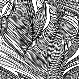 simple seamless dynamic banana leafs wallpaper pattern drawing in vector lines and same line weight. black lines