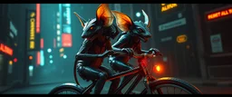 cyberpunk imagery synchronized mechanical gremlin rat bat drumming bicycle flickering stable core
