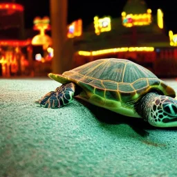 turtle in the amusement park in the middle of the night