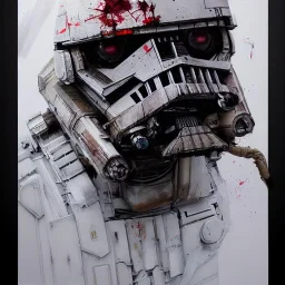 photorealistic at-at pilot helmet with weathered painting , illustration on coarse canvas by <agnes cecile> and <Yoji Shinkawa>, ornate and intricate details , soft smooth lighting, ultra detailed concept art,