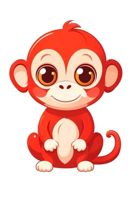Make a cute cartoon monkey with red long hair