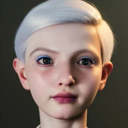 potrait girl look beautiful, eyes like ocean blue, short hair, white hair, smile, 8k, rtx, eyebrows like serious, facing left, real, cute