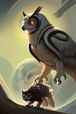 owl and wolf scifi art