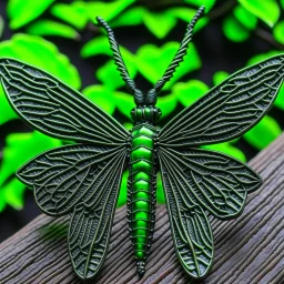 metal gothic green dragonfly wings