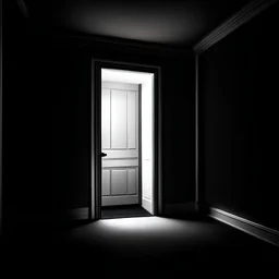 the door is a dark white room with a small light