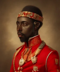 Negro Felipe, african slave, red uniform, red headband