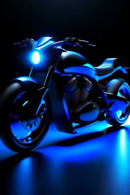 The design of a black motorcycle Luxurious has blue lighting embossed