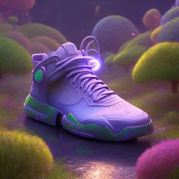 pixar style, volumetric summer garden environment and background, hyper realistic painting of futuristic Nike sneaker, looking excited, volumetric lighting, dramatic lighting, detailed digital painting, anime, ornate, colour-saturated colors, chaotic, small minutiae, tiny features, particulars, centered, smooth, sharp focus, renderman gofur render, 8k, uhd, detailed eyes, realistic shaded volumetric lighting, sunlight caustics, backlight, centered camera view