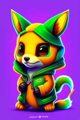 Close-up Portrait of a cool animation crypto animal character, cute, witty, striking and one of a kind, 2d