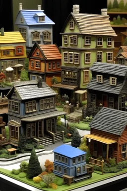 miniature houses village to display in art gallery